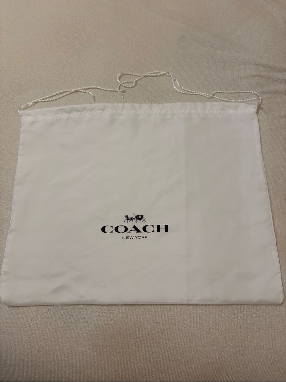 Coach White Drawstring Dust Bag with Black Logo
